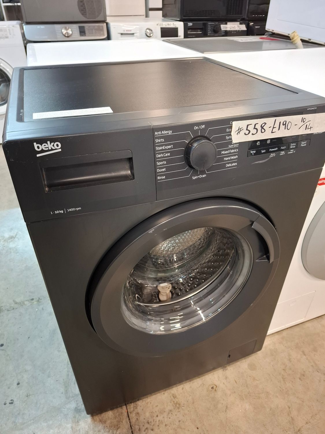 Beko WTK104121 10kg 1400rpm Washing Machine Graphite Grey