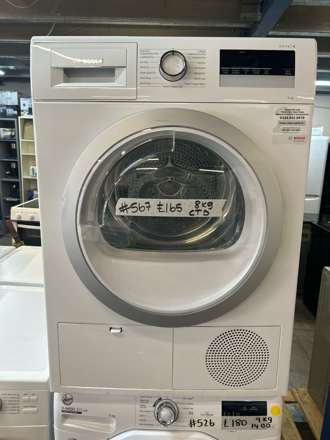 Bosch Serie 4 WTN85251 8kg Condenser Dryer White