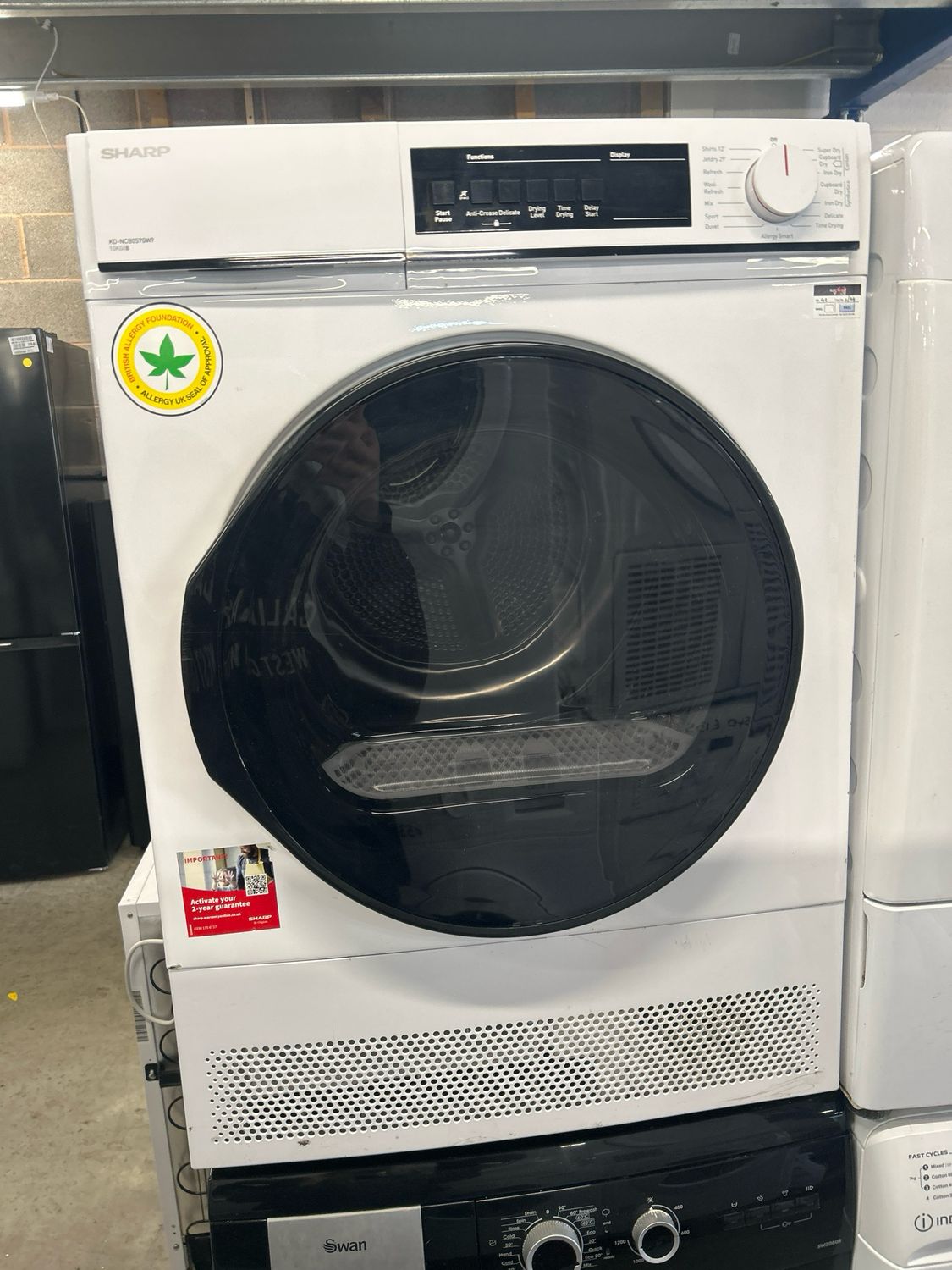 Sharp KD-NCB0S7GW9 10kg Condenser Dryer White