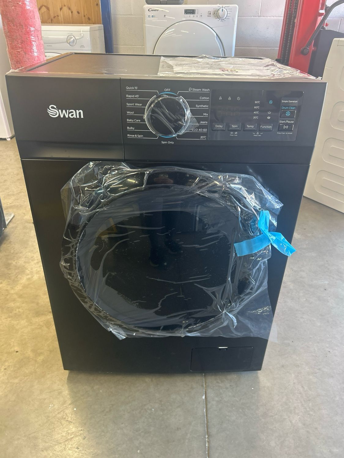 Swan SW75130B 9KG 1400rpm Washing Machine Black New Graded - See Damage In Pictures