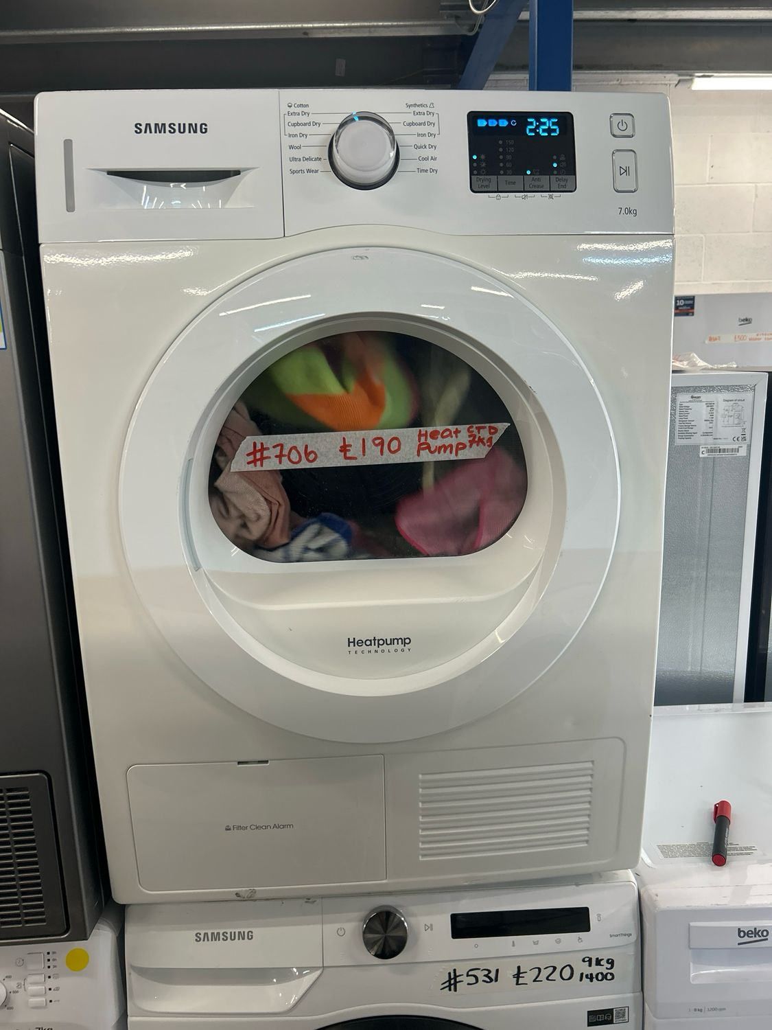 Samsung DV70 7kg Low Energy Condenser Dryer White