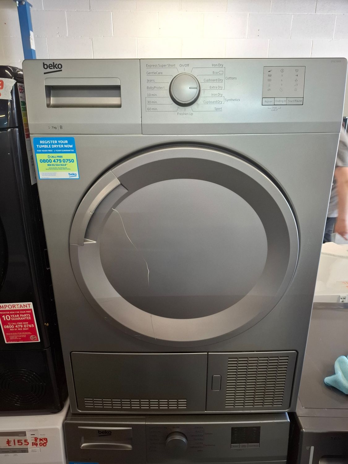 Beko DTGC7000S 7kg Condenser Dryer Silver Grey Refurbished