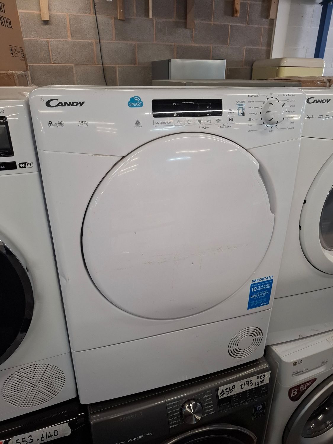 Candy CSC9DF-80 9kg Smart Condenser Dryer White Refurbished