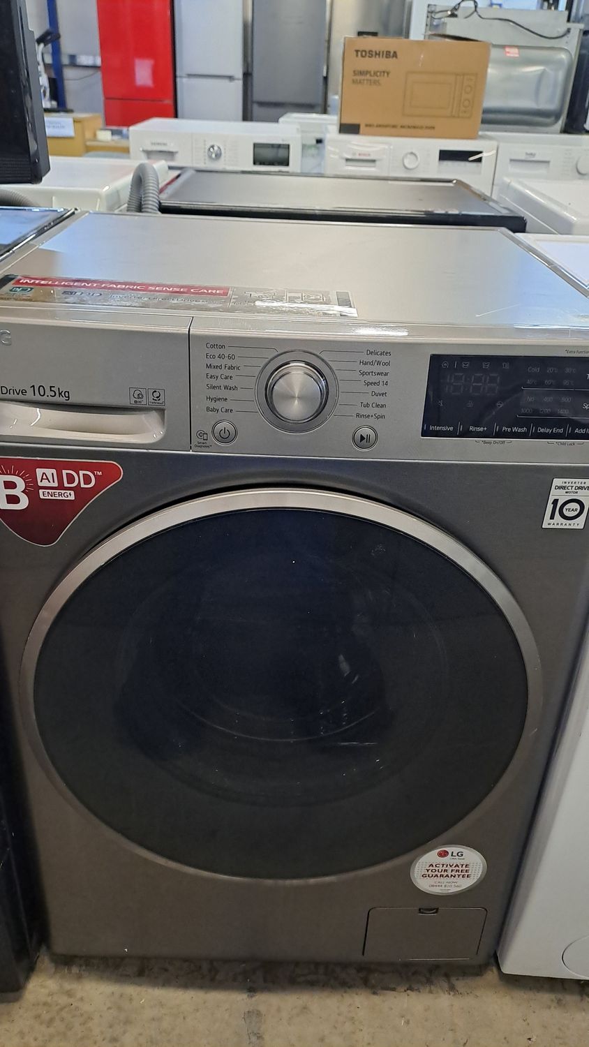 LG F4V310SNE 10.5kg Load 1400 Spin Washing Machine Silver Refurbished