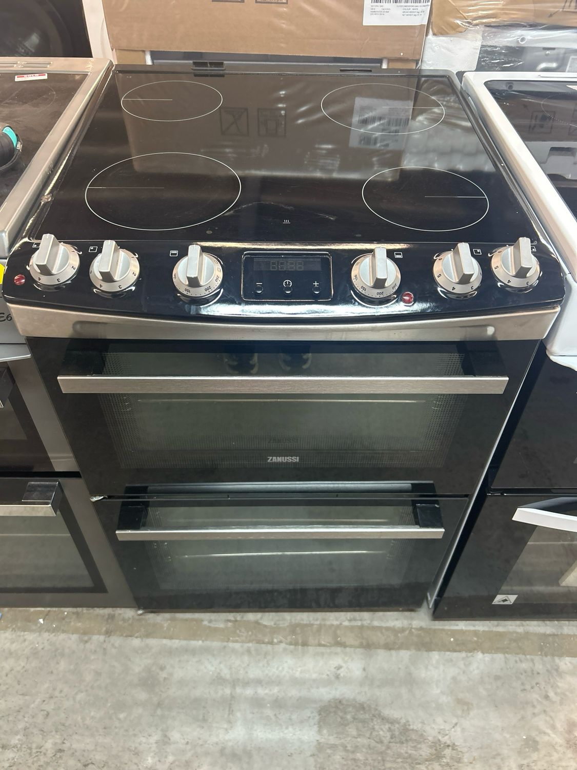 Zanussi ZCV66078XA 60cm Electric cooker Double Oven Black