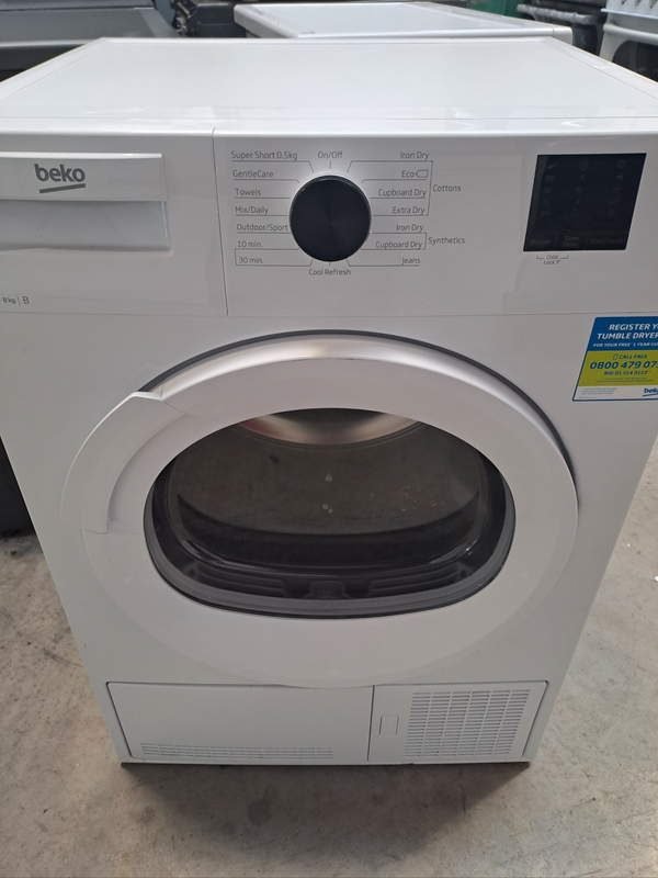 Beko DTLCE80121W 8Kg Condenser Dryer White