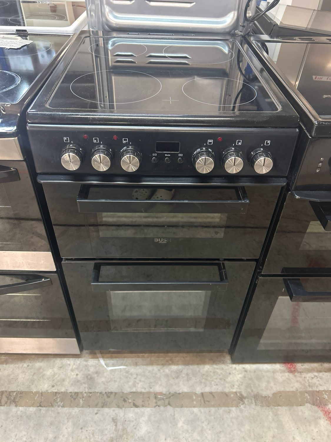 Bush DHBFEDX50B 50cm Electric Cooker Double Oven Black