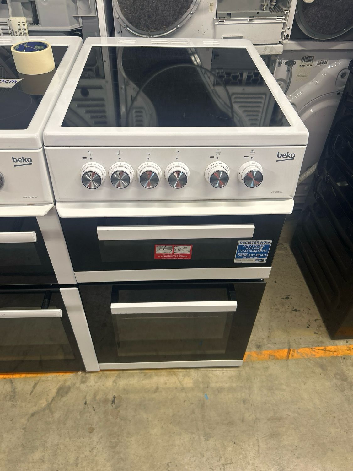 Beko KDVC563A 50cm Electric Cooker Ceramic Hobs Double Oven White