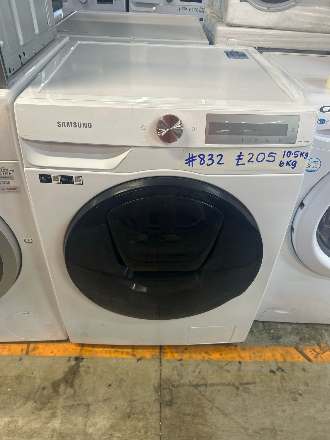 Samsung WD10T654DBH 1400rpm 10.5kg/6kg Washer/dryer White