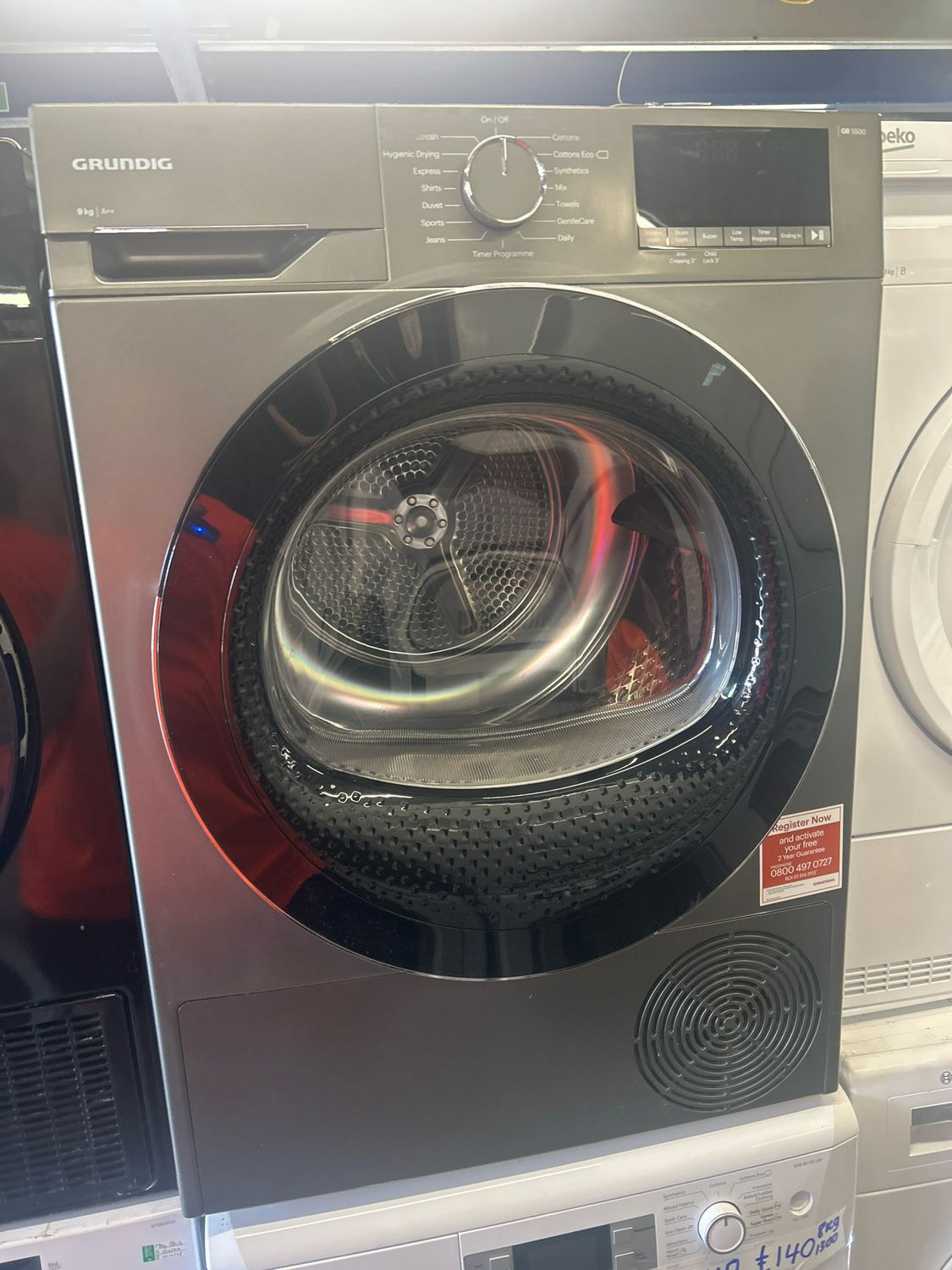 Grundig GR500 9KG Heat Pump Condenser Dryer Grey