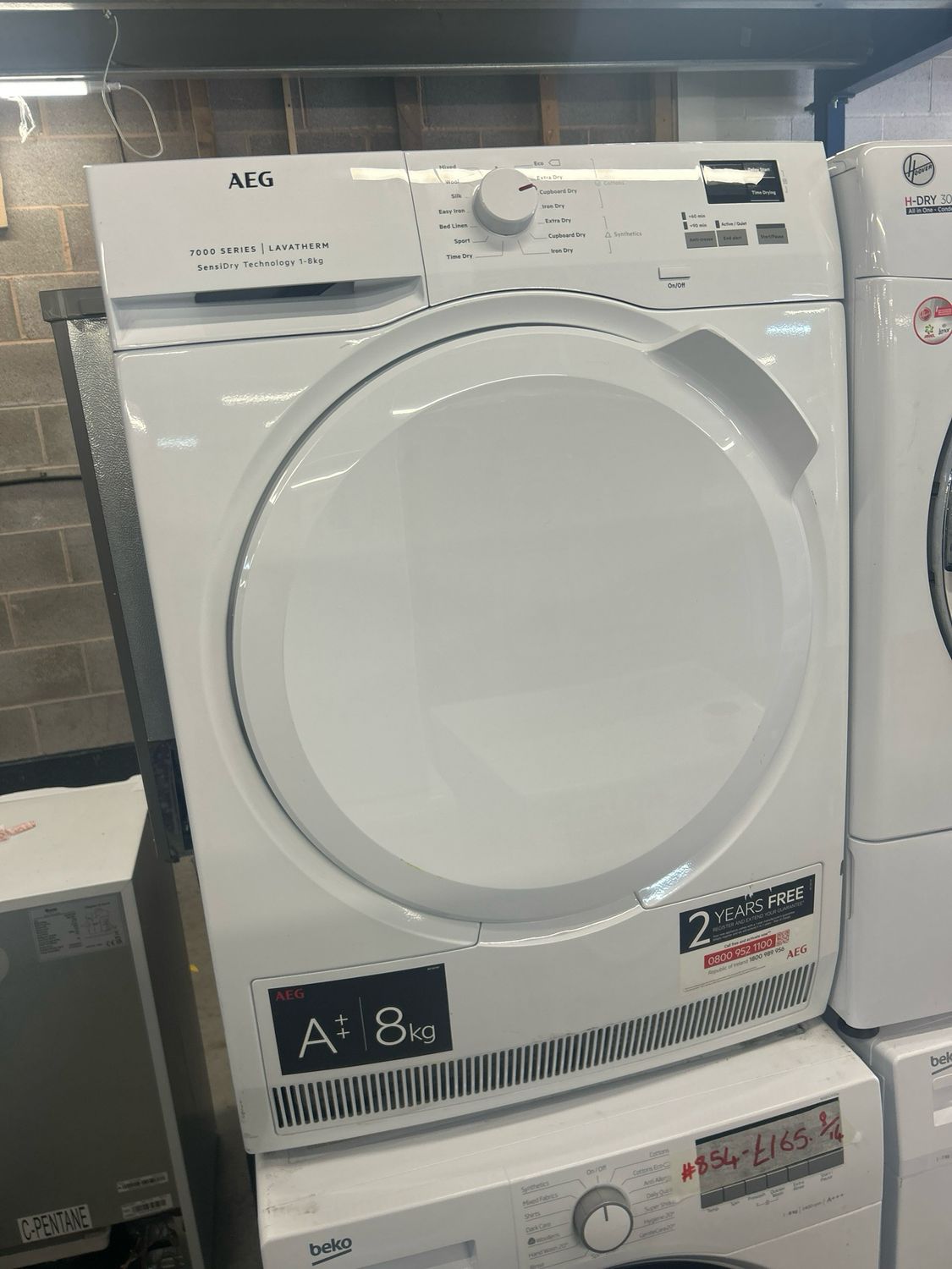 AEG A++ 8kg Heat Pump Condenser Tumble Dryer White