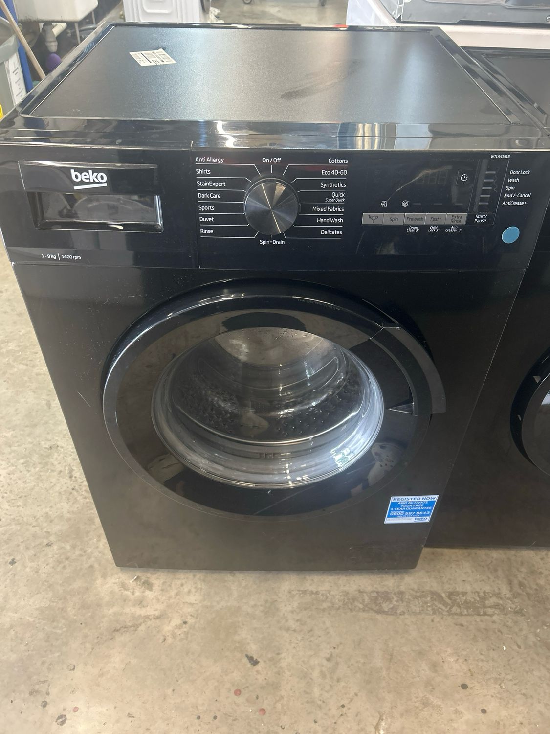 Beko WTL94151B 9kg 1400rpm Washing Machine Black
