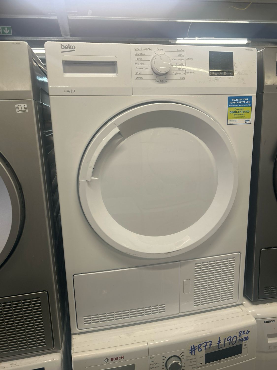 Beko DTKCE80021W 8kg Condenser Dryer White