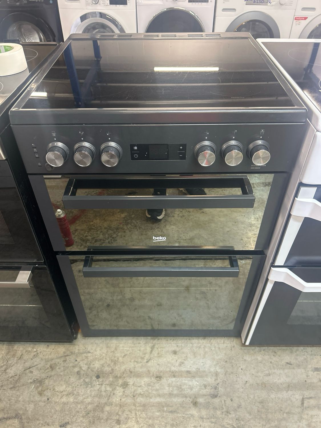 Beko XDC663 60cm Electric cooker Double Oven Grey
