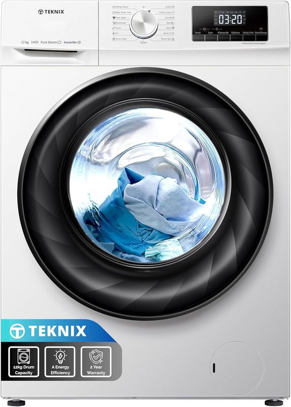 #Teknix TKW12142HW 12KG 1400rpm Washing Machine White Brand New