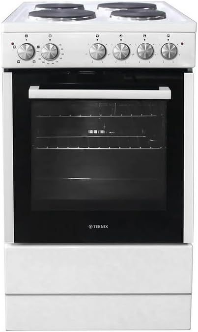 #Teknix TKES54W/2 50cm Solid Hobs Single Cavity Electric Cooker - White Brand New