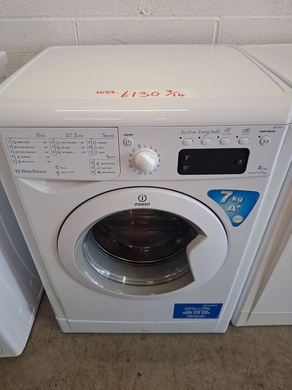 Indesit IWE71451 7kg Load 1200 Spin Washing Machine Refurbished