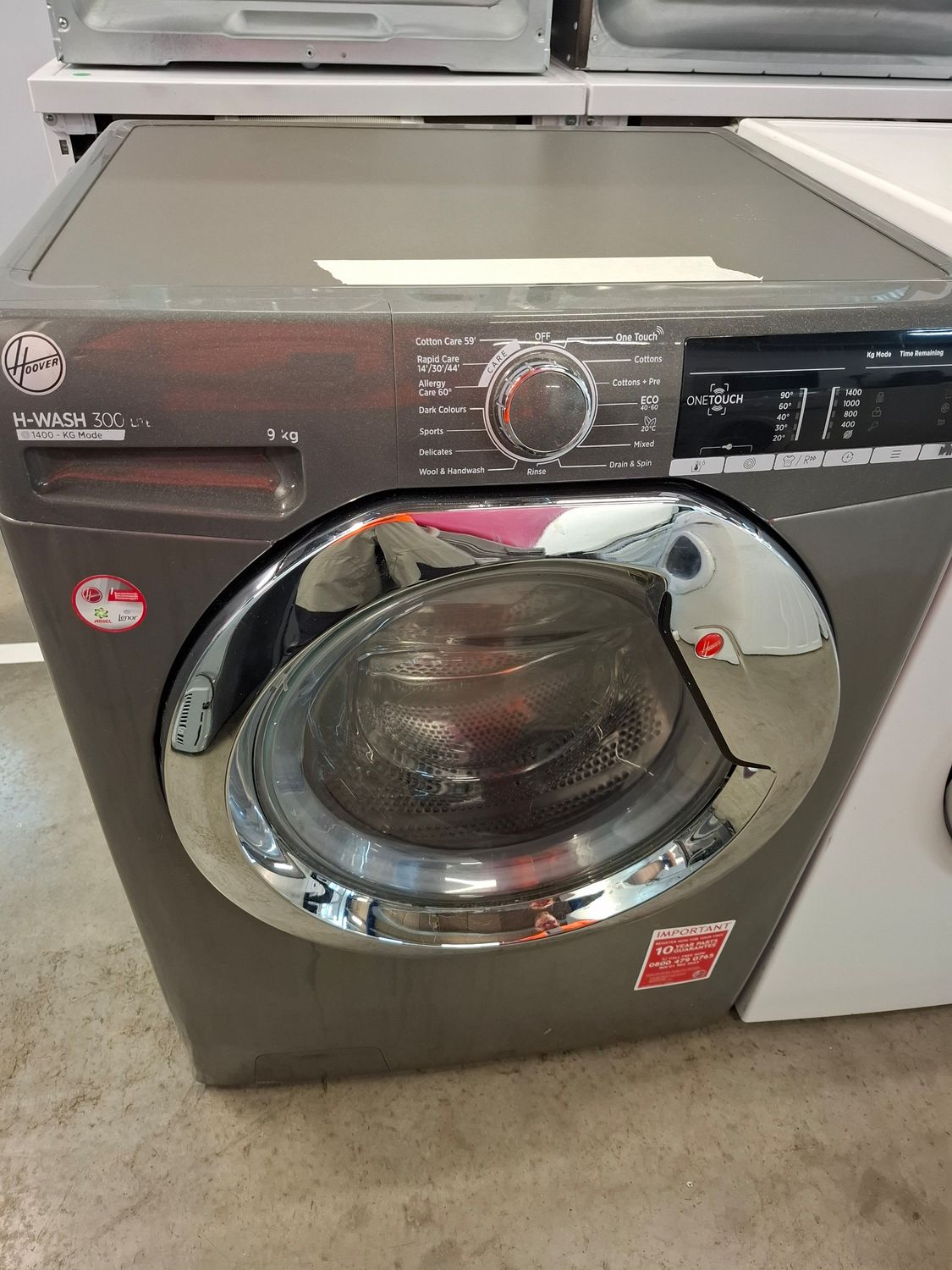 Hoover H3W49 9kg Load 1400 Spin Washing Machine Graphite 