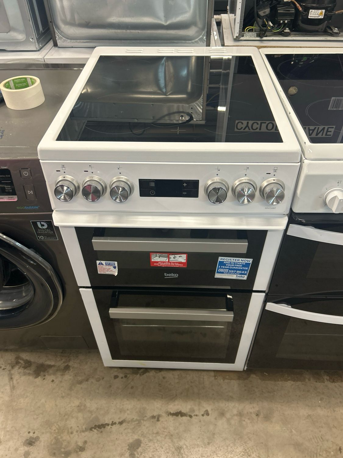 Beko XDVC5XNT 50cm Electric Cooker Ceramic Hobs Double Oven White