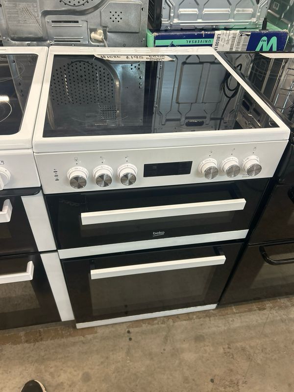 Beko KDC653W 60cm Electric Cooker Double Oven Ceramic Hob White