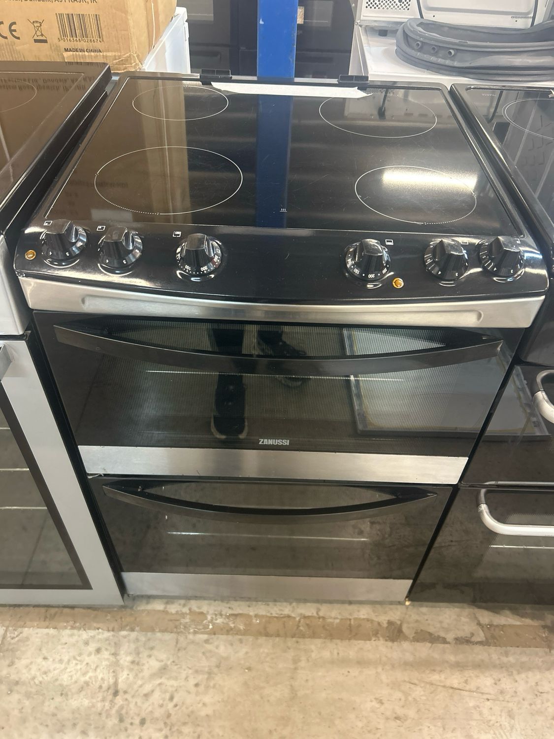 Zanussi ZCV66030XA 60cm Electric cooker Double Oven Black