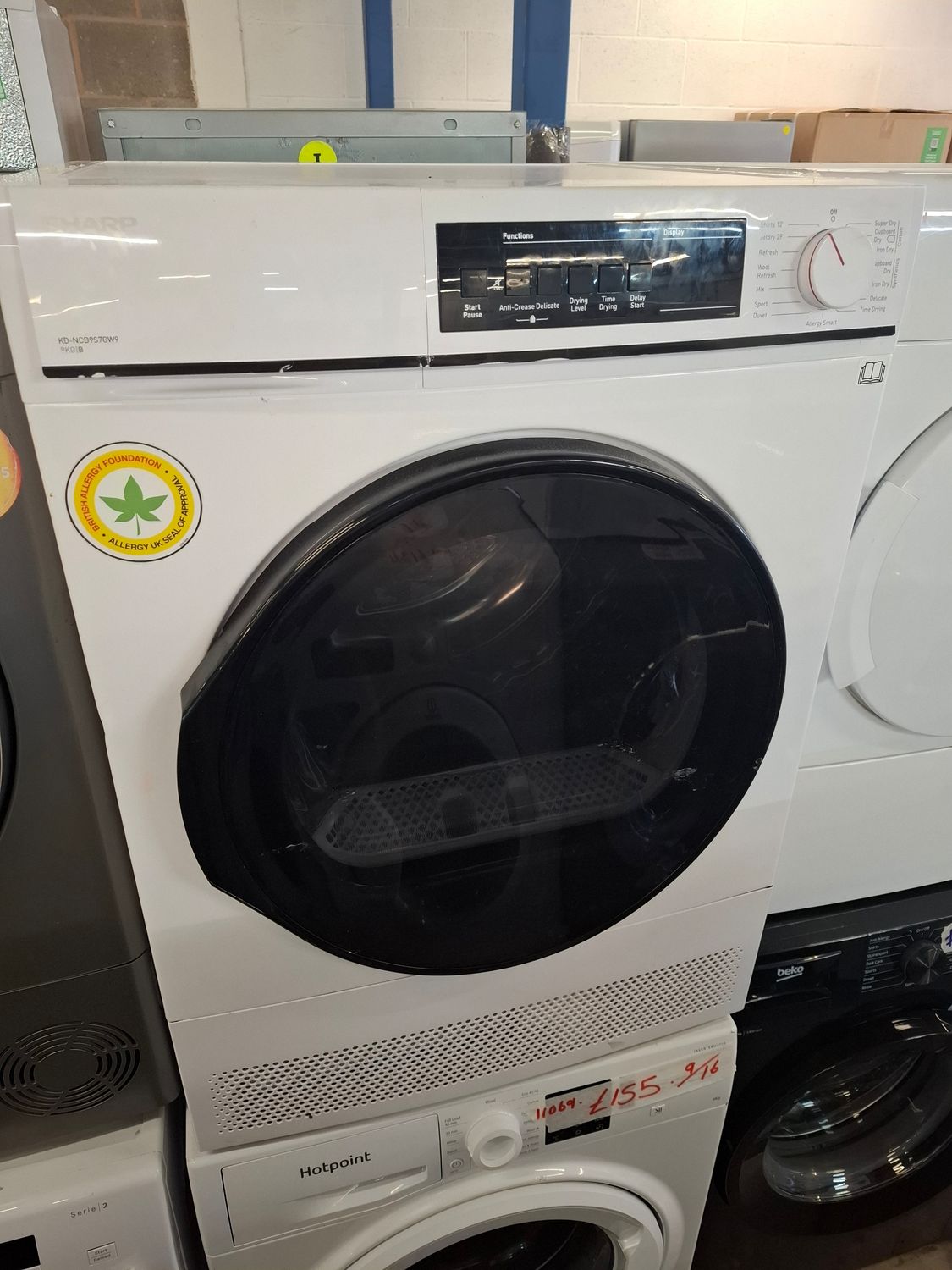 Sharp KD-NCB9S7GW9 9kg Condenser Dryer White