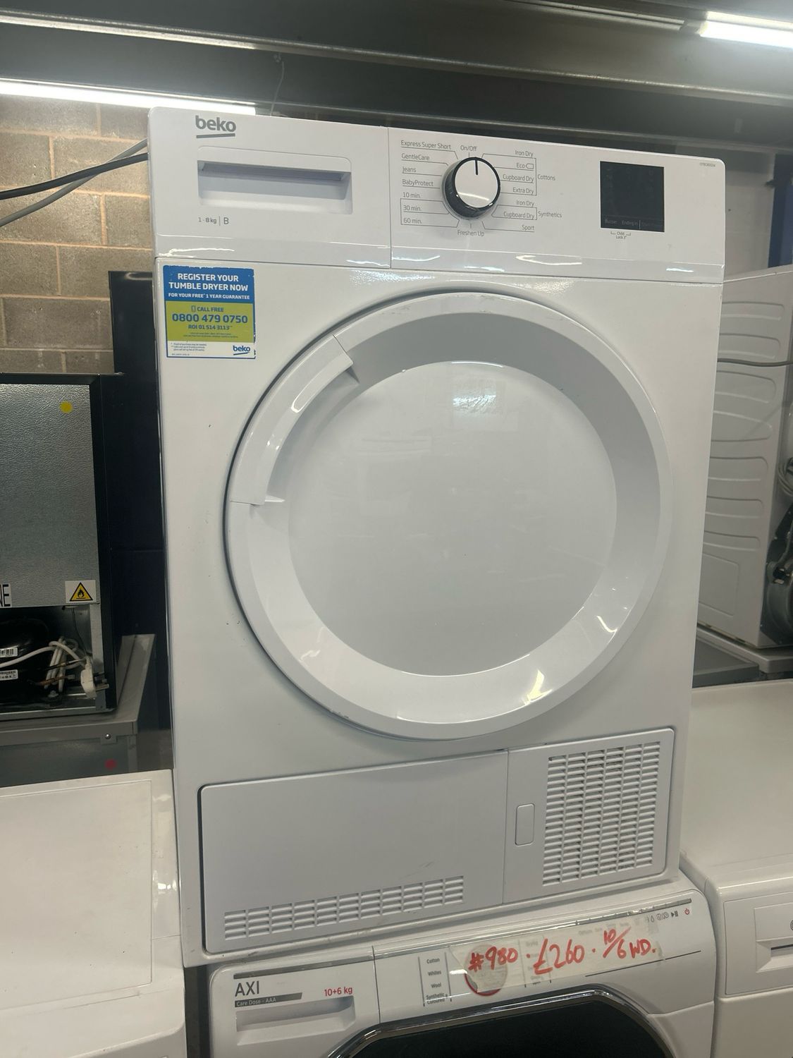 Beko DTBC8001W 8kg Condenser Dryer White