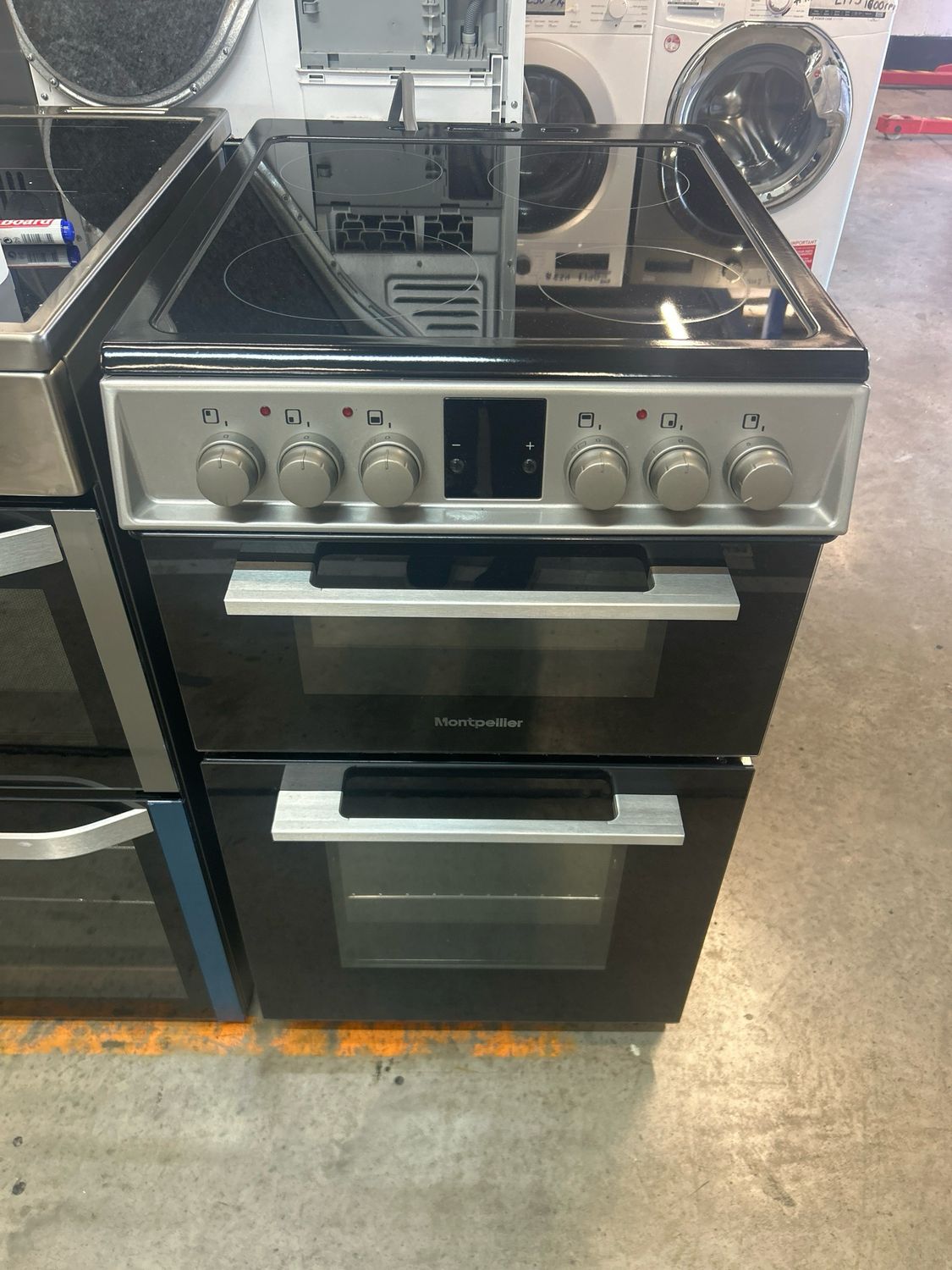Montpellier MDOC50FS 50cm Electric Cooker Double Oven Ceramic Hobs Black/silver