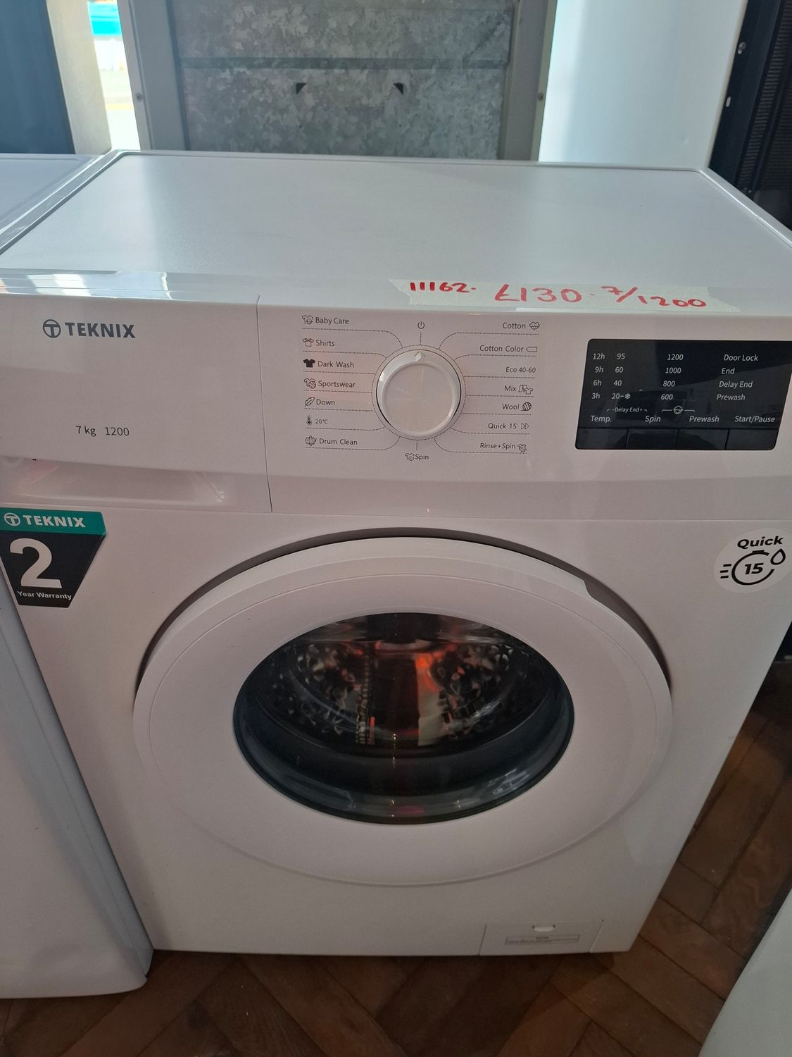 Teknix 7kg 1200rpm Washing Machine White