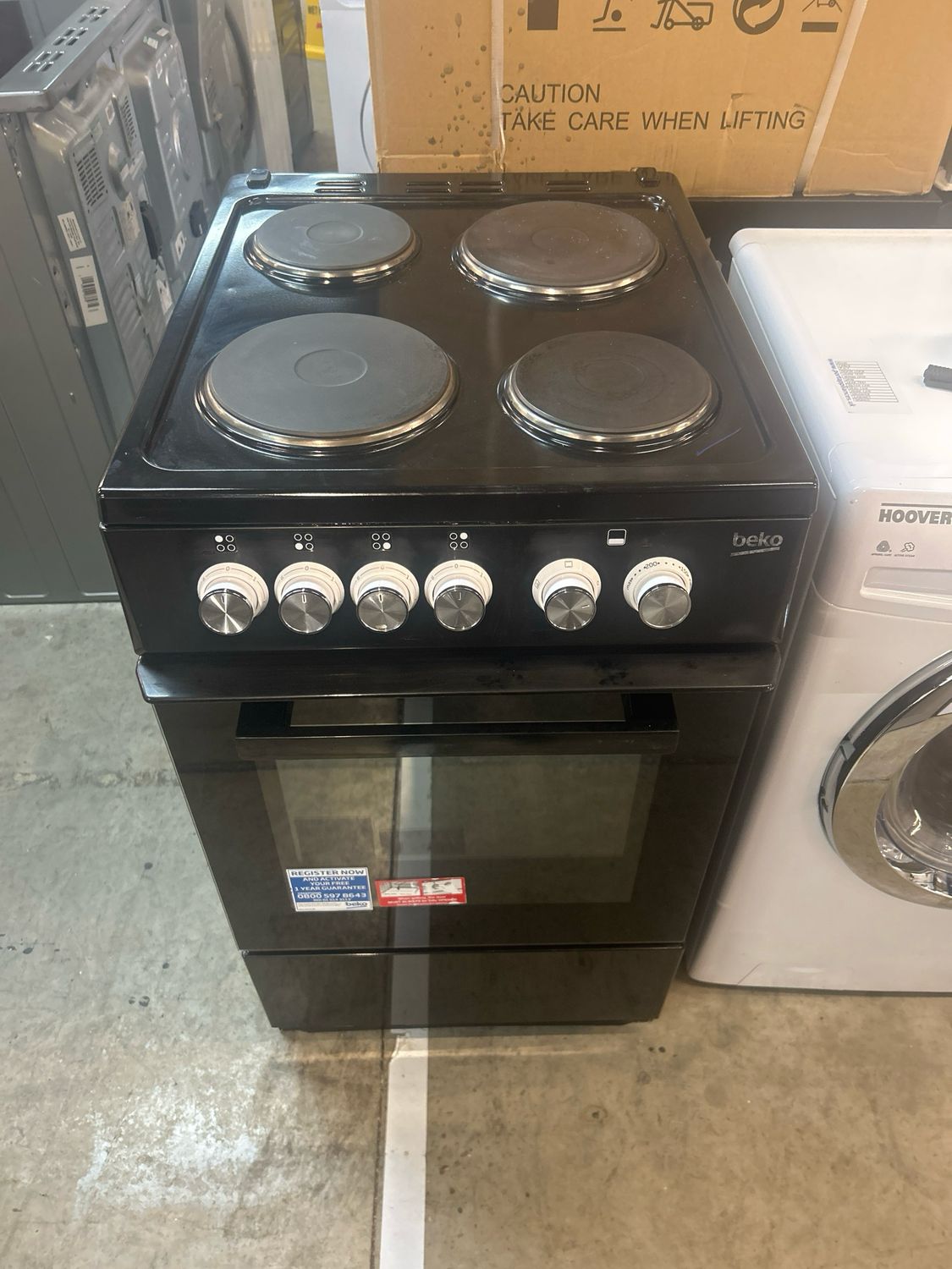 Beko AS530K 50cm Electric Cooker Solid Hobs Black