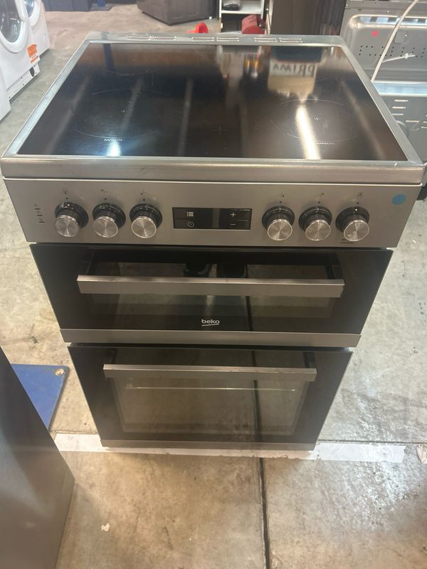 Beko KDC653S 60cm Electric Cooker Double Oven Ceramic Hob Silver