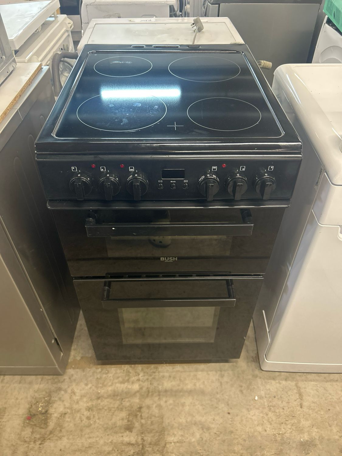 Bush DHBEDC50B 50cm Electric Cooker Double Oven Black