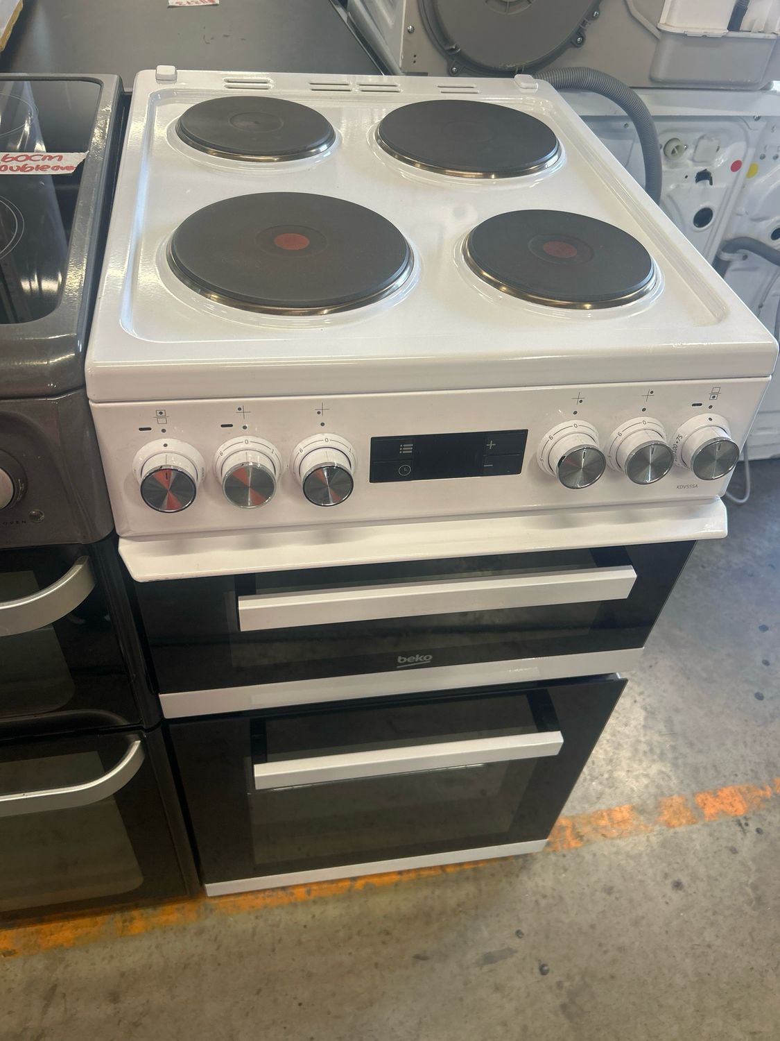 Beko KDV555A 50cm Electric Cooker Solid Hobs Double Oven White