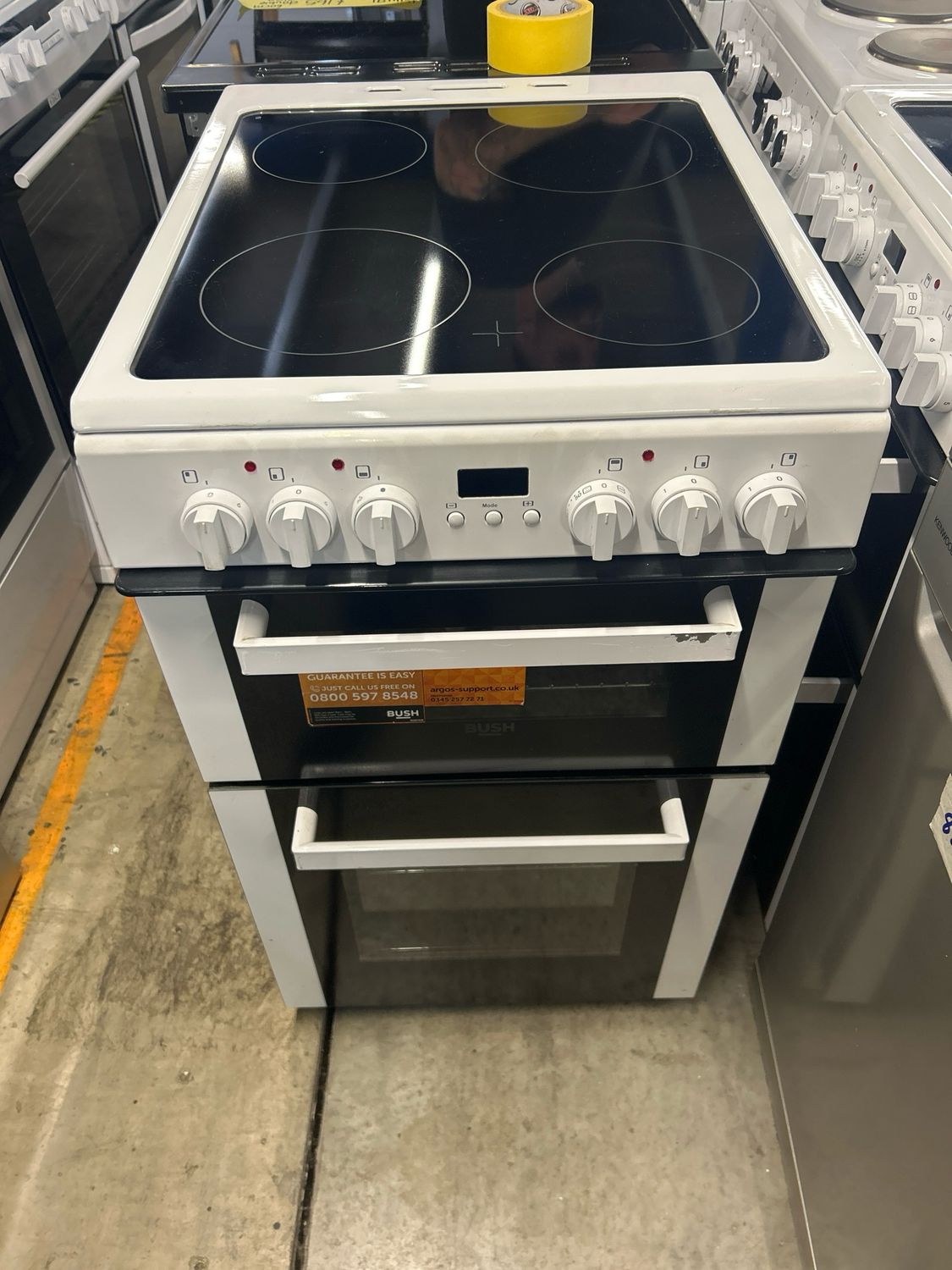Bush DHBEDC50W 50cm Electric Cooker Double Oven Ceramic Hob White