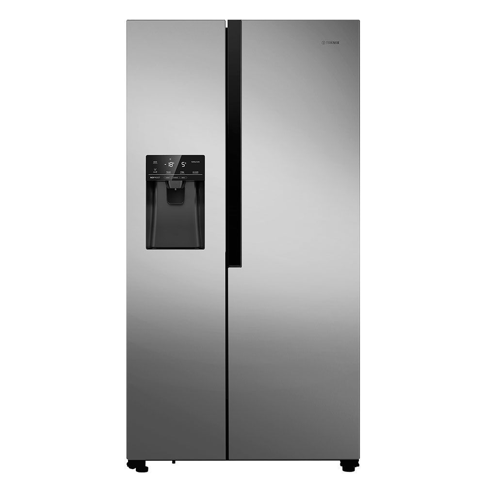 #Teknix THSBS1791INX American Side by Side Door Fridge Freezer Stainless Steel Brand New H178cm W91cm D68cm - Ice+Water
