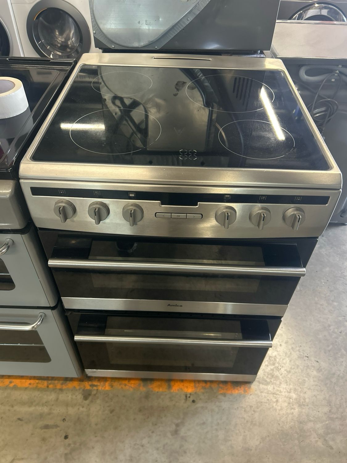 Amica 60cm Electric cooker - Double Oven - Silver