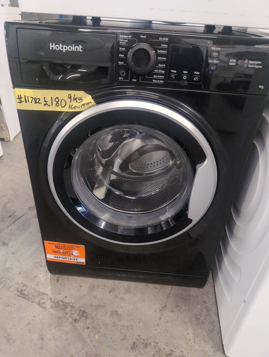 Hotpoint 9kg 1600 Spin Washing Machine Black Refurbished