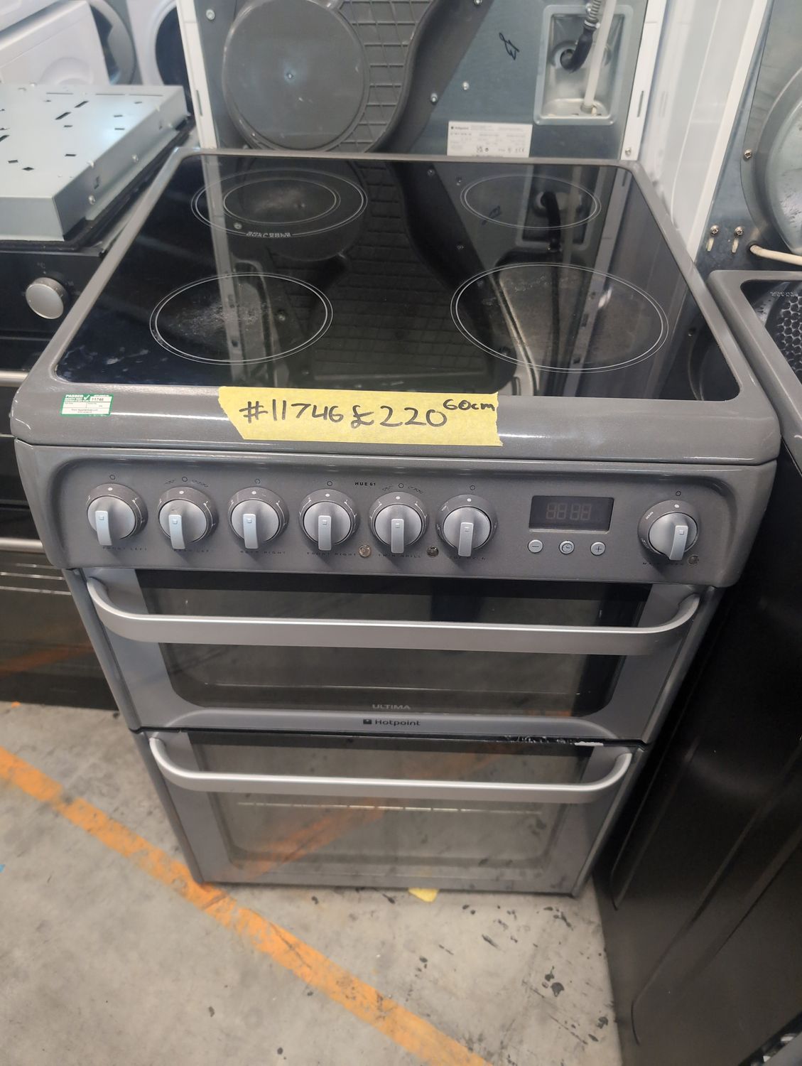 Hotpoint 60cm Electric cooker twin Cavity Grey