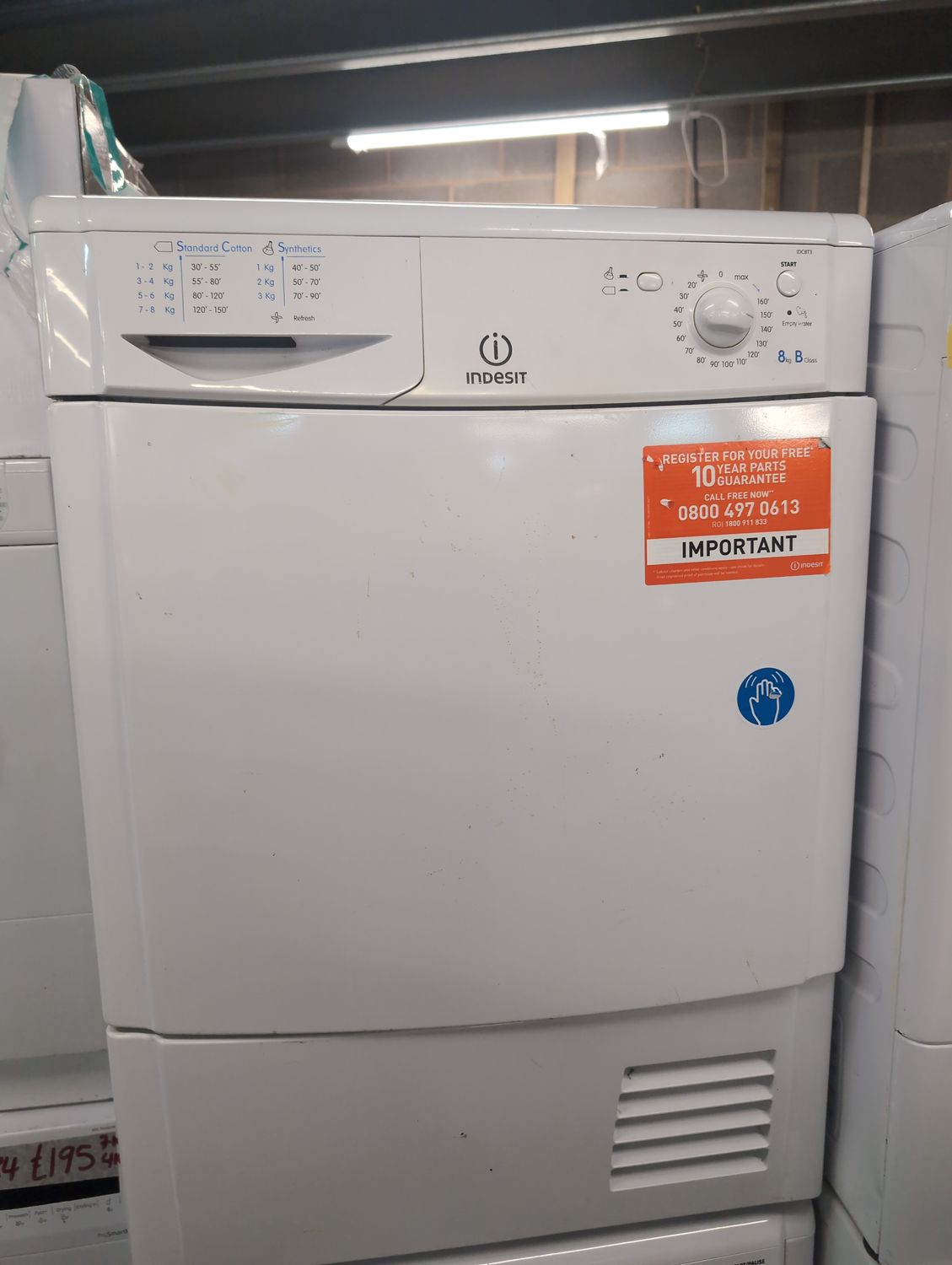Indesit IDC8T3 8KG Condenser Dryer White