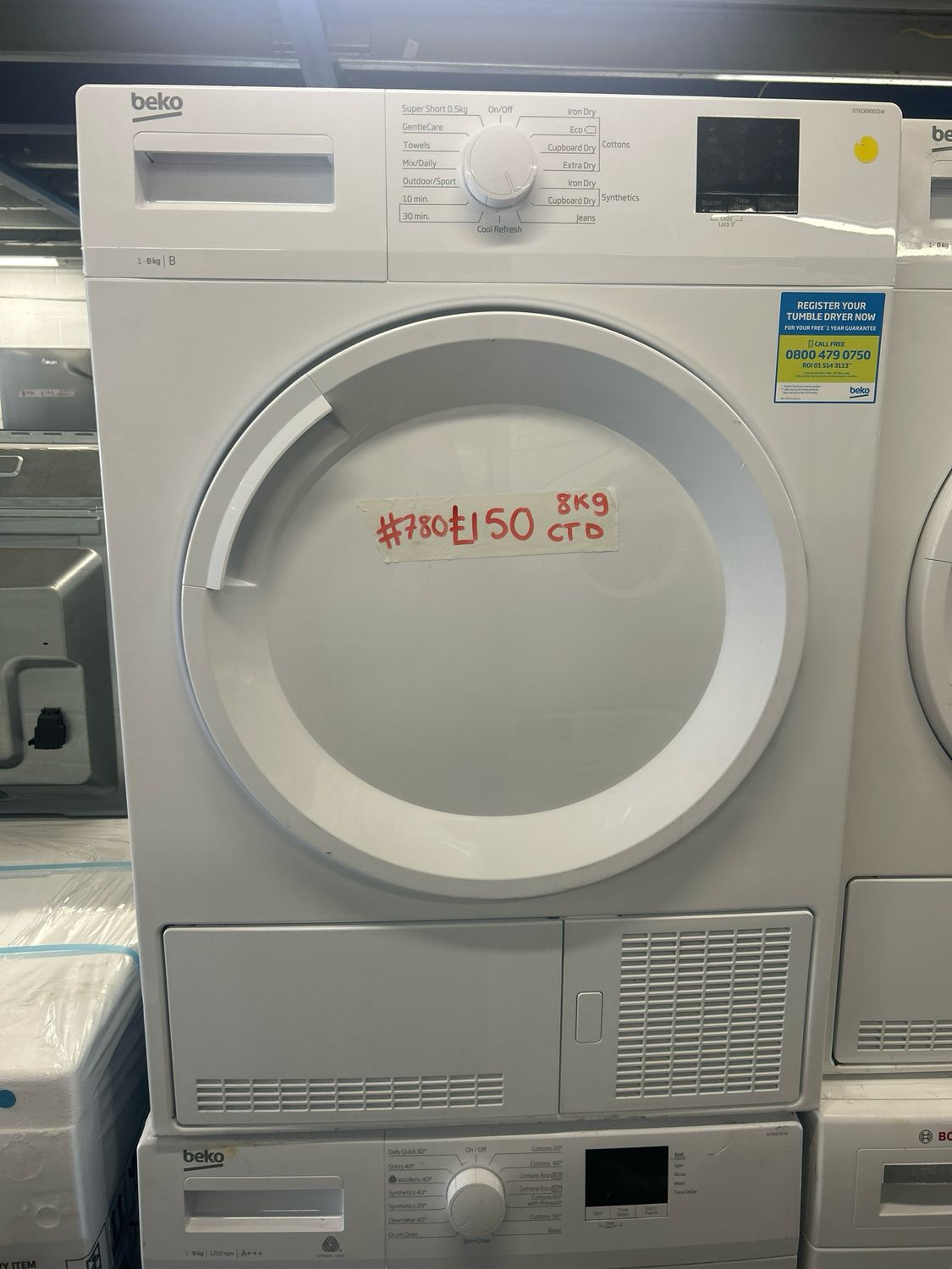 Beko DTKCE80021W 8kg Condenser Dryer White