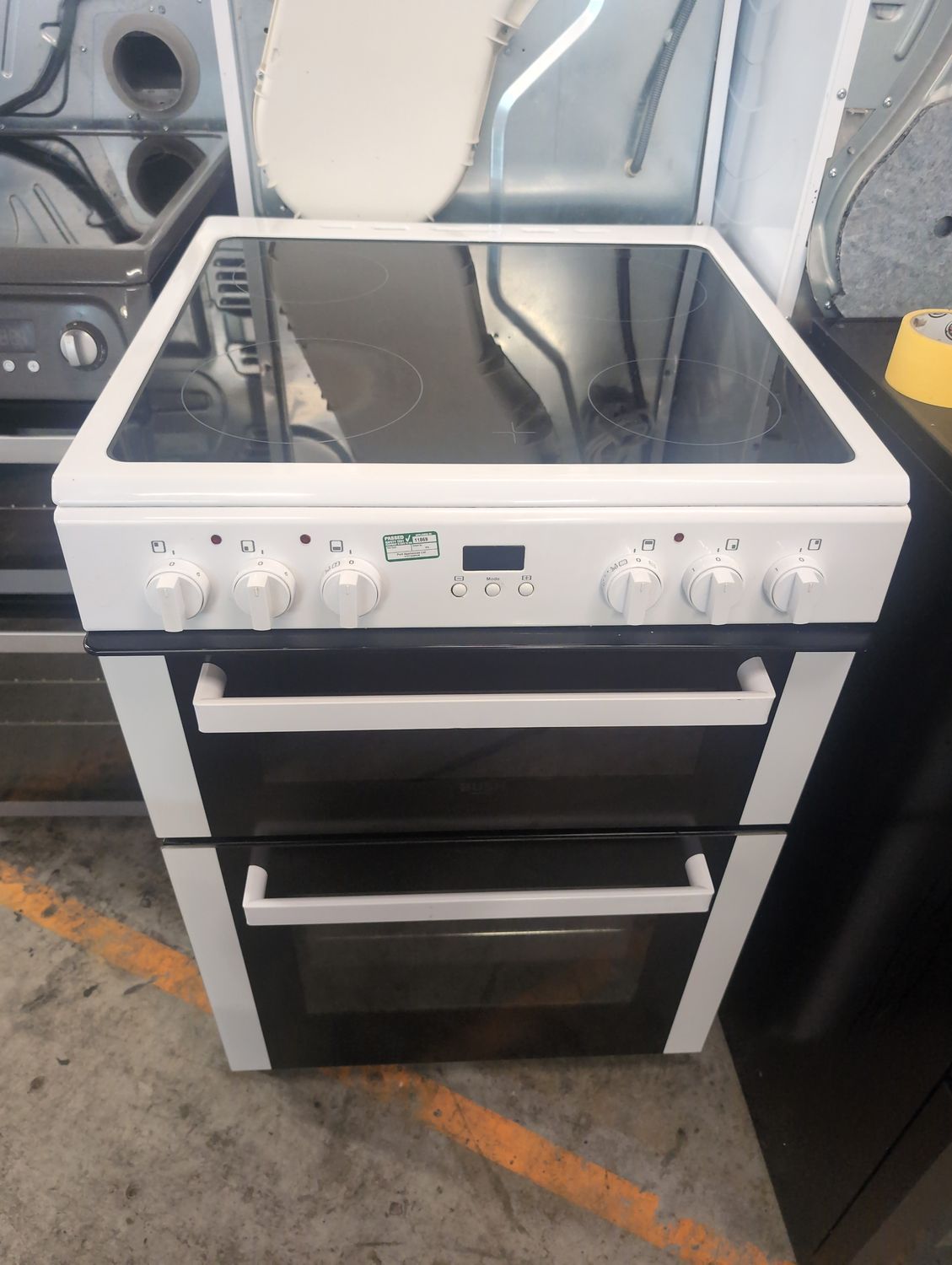 :Bush BDBL60ELWX 60cm Electric Cooker Double Oven Ceramic Hob White