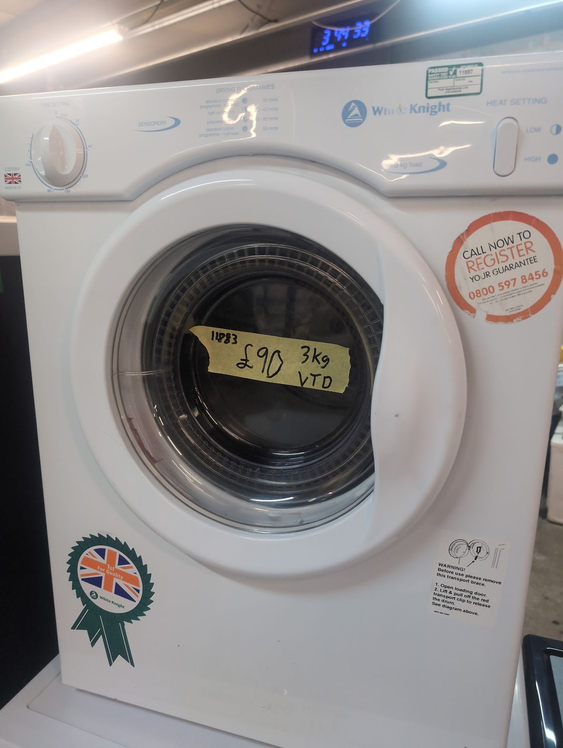 White Knight 031237215194 3KG Compact Tumble Dryer White