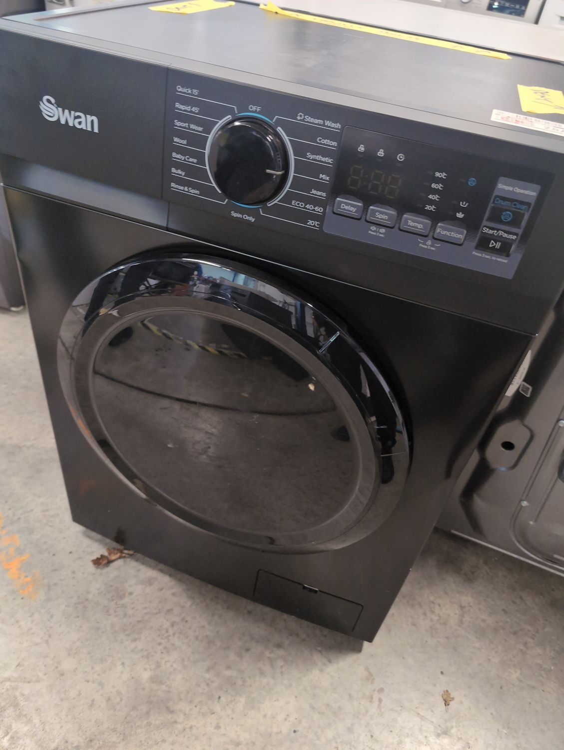 Swan SW75130B 9KG 1400rpm Washing Machine Black New Graded - See Damage In Pictures