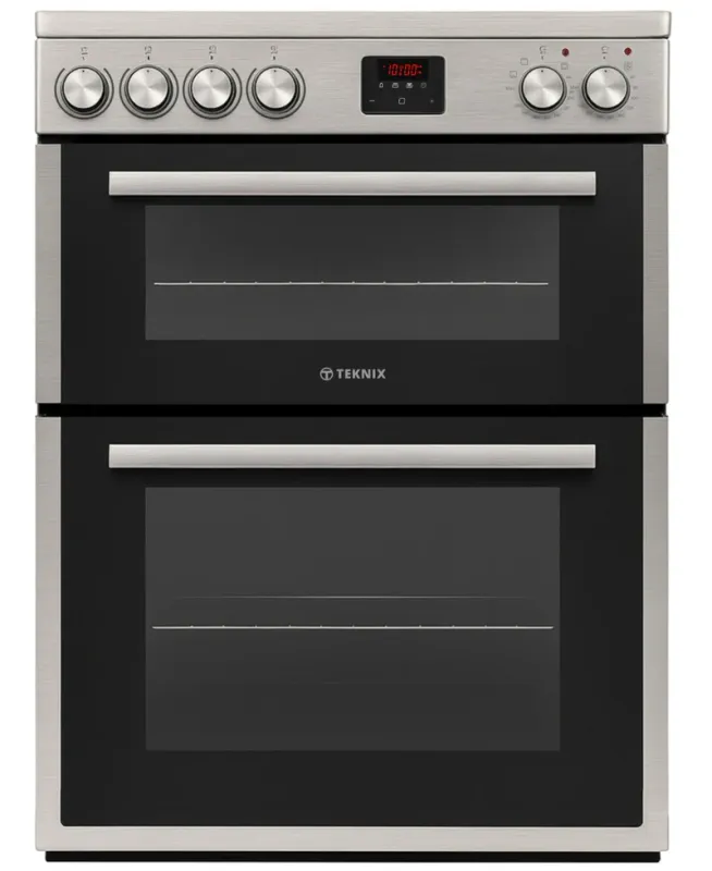 #Teknix TKED64X Ceramic Hob Double Oven Cooker 60cm Stainless Steel Brand New