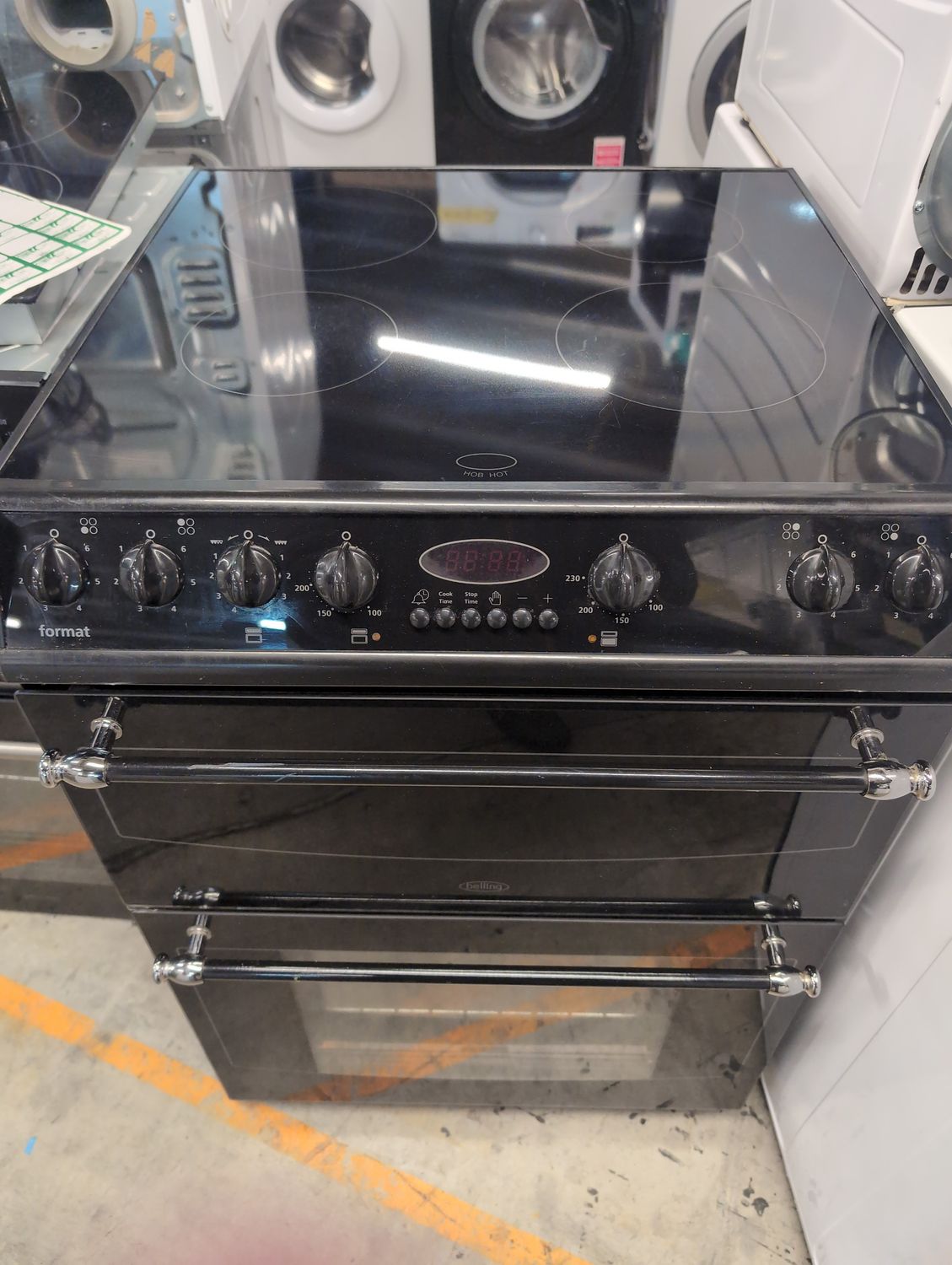 Belling 612BL 60cm Electric Cooker Double Oven Ceramic Hob Black