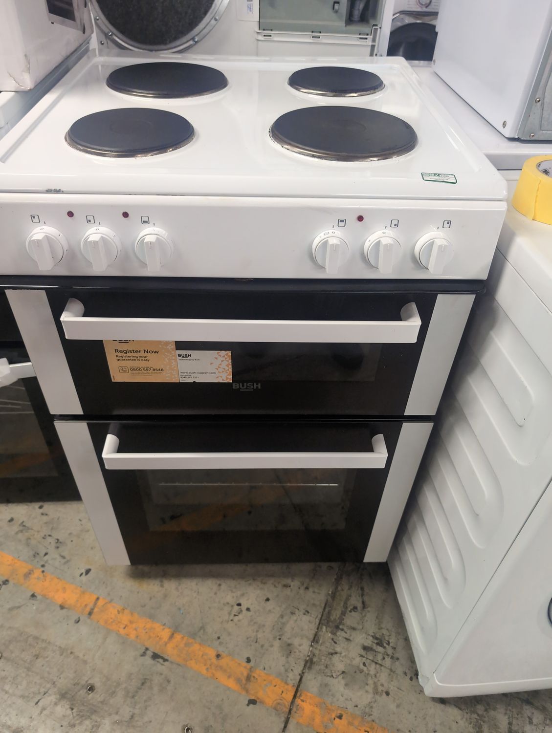 Bush DHBE T60WX 60cm Electric cooker Double Oven White