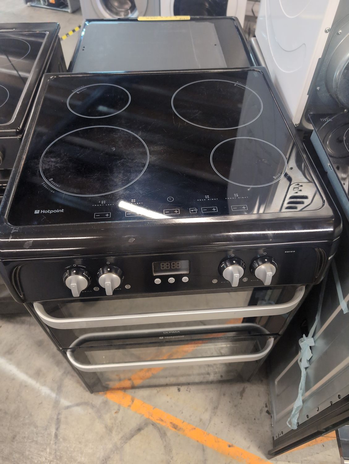 Hotpoint HUI614K 60cm Electric Cooker Double Oven Induction Hob Black