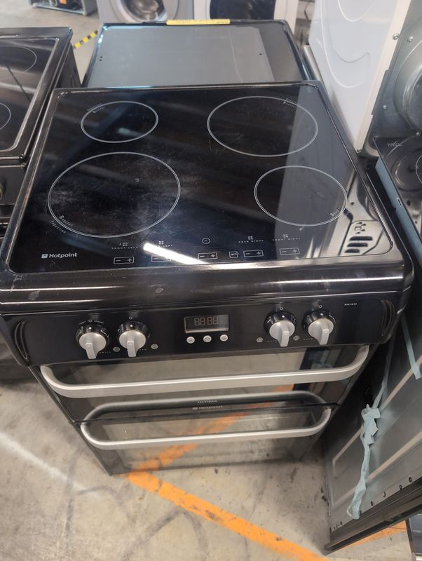 Hotpoint HUI614K 60cm Electric Cooker Double Oven Induction Hob Black