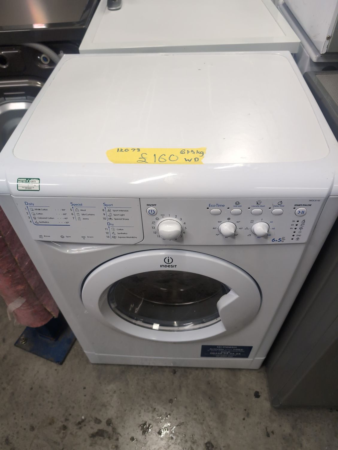 Indesit IWDC6143 Washer/Dryer 6KG/5KG White