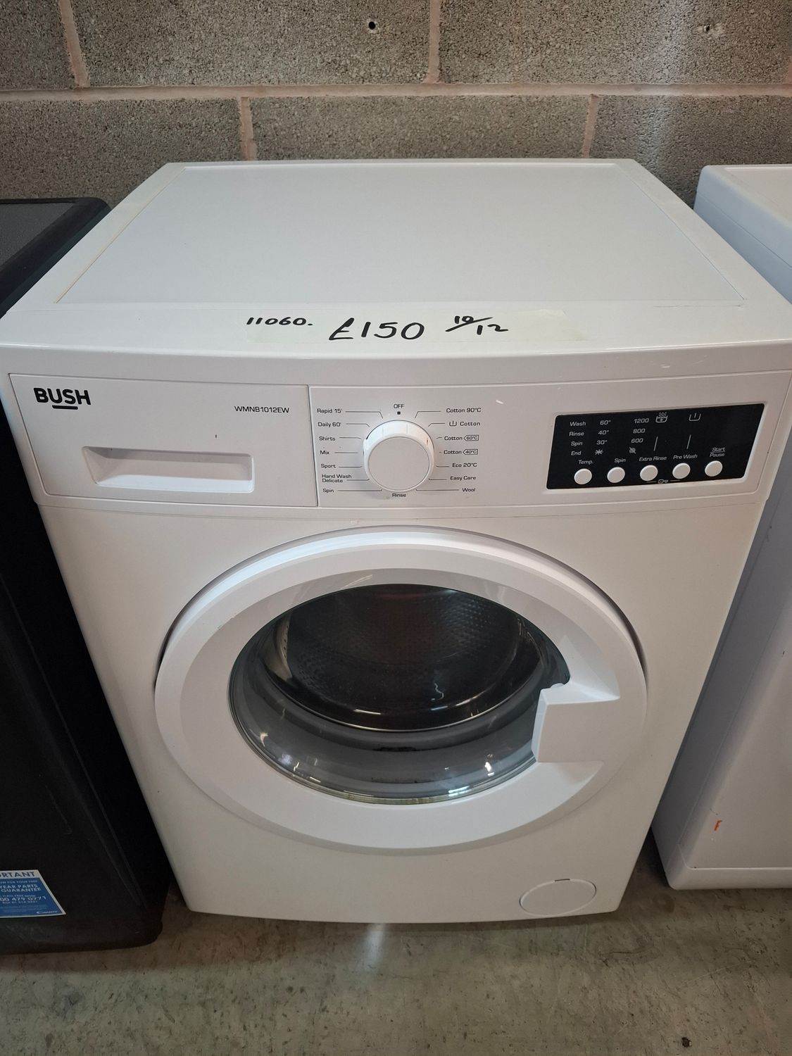 Bush WMNB1012EW 10kg 1200rpm Washing Machine White